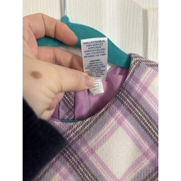 VTG Y2K Toddler Purple Flannel Plaid Jumper Dress Size 2T Pockets Old Navy - Picture 4 of 9